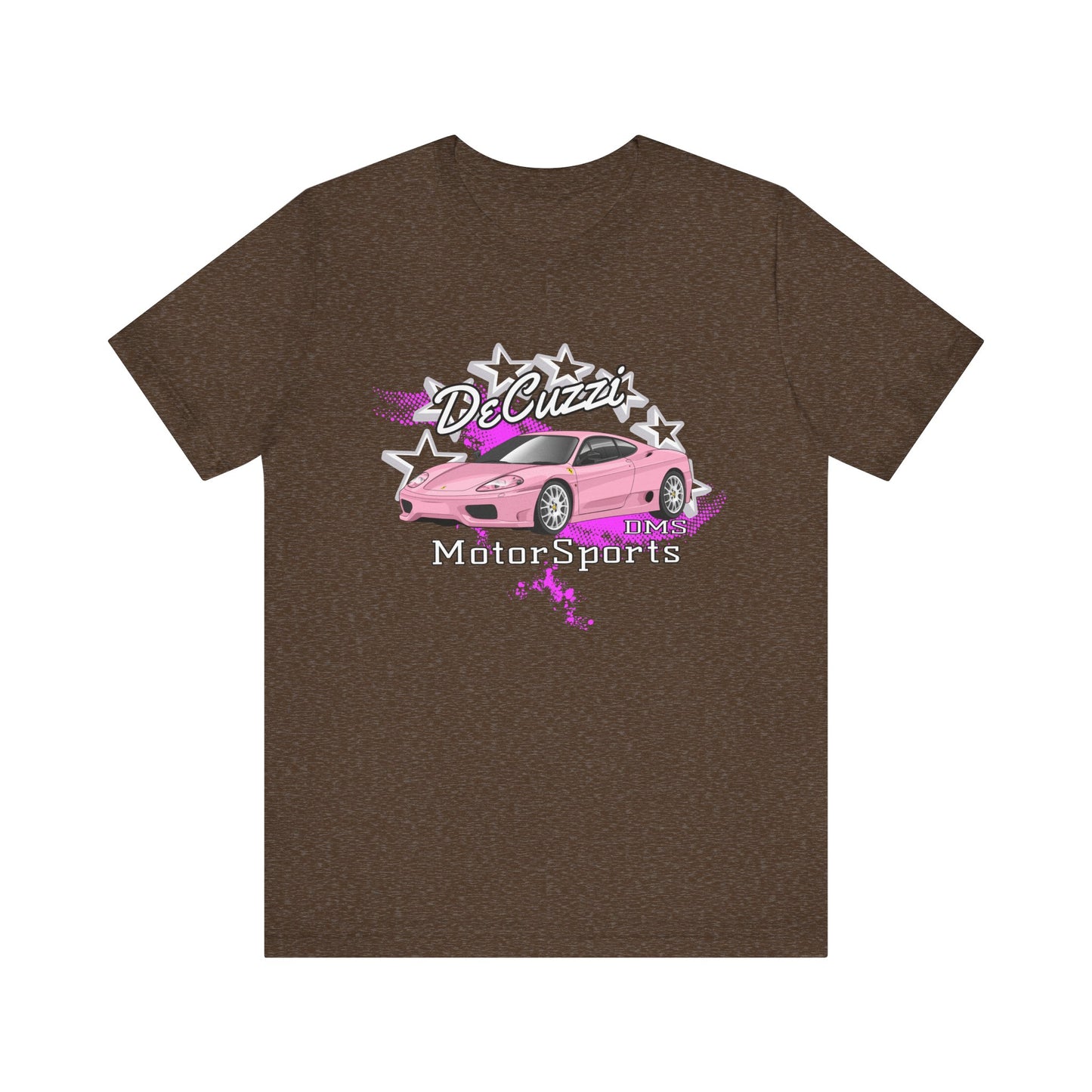 DeCuzzi MotorSports Graphic Tee - Unisex Short Sleeve Shirt - Pink Car