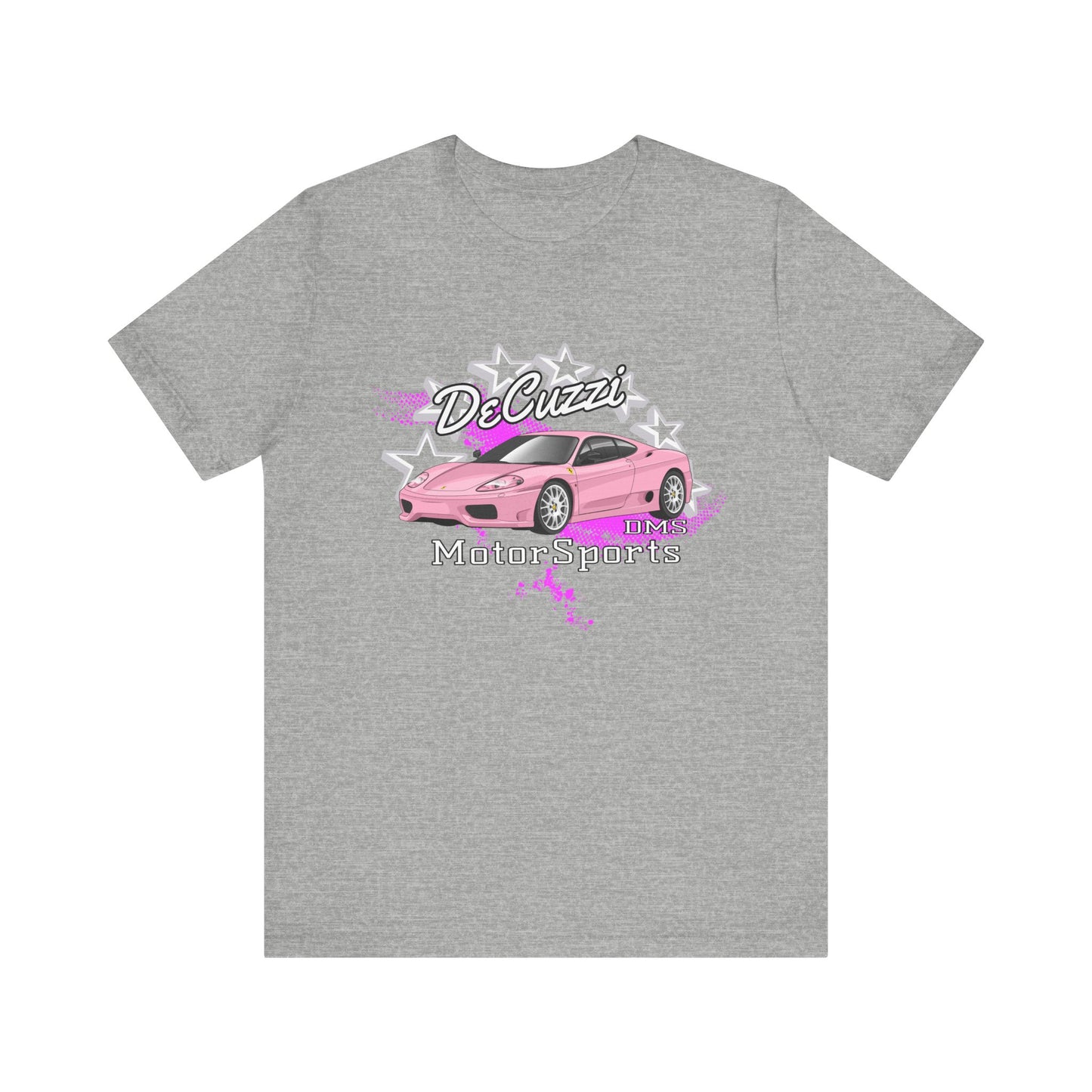 DeCuzzi MotorSports Graphic Tee - Unisex Short Sleeve Shirt - Pink Car