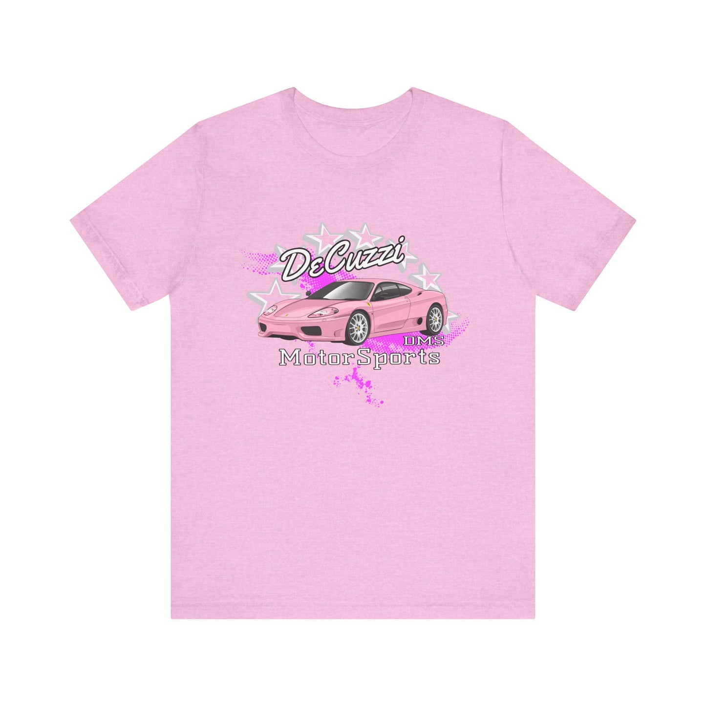 DeCuzzi MotorSports Graphic Tee - Unisex Short Sleeve Shirt - Pink Car
