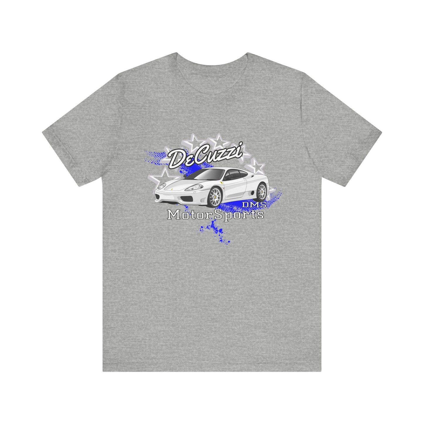 DeCuzzi MotorSports Graphic Tee - Unisex Short Sleeve Shirt - White Car