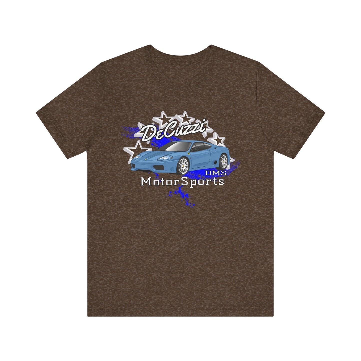 DeCuzzi MotorSports Graphic Tee - Unisex Short Sleeve Shirt - Blue Car