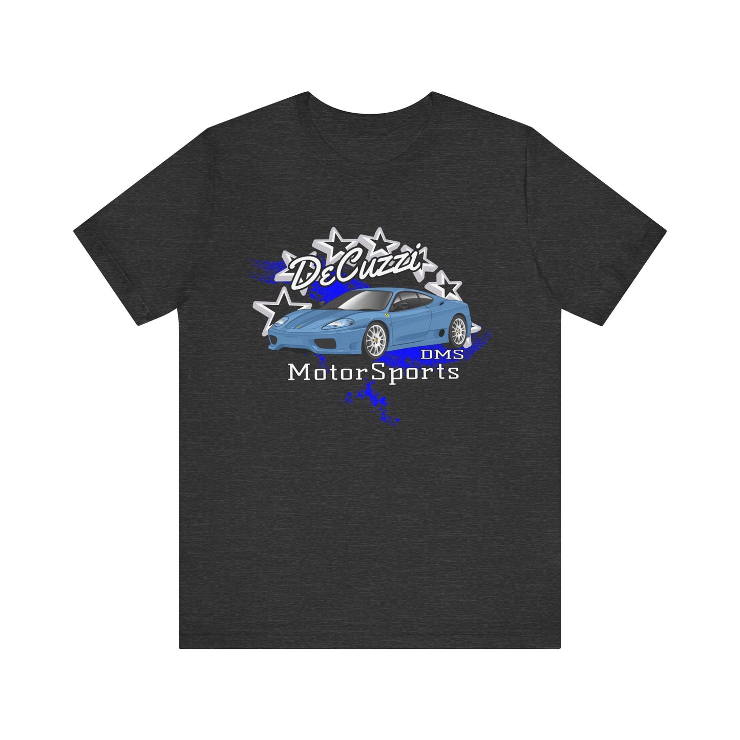 DeCuzzi MotorSports Graphic Tee - Unisex Short Sleeve Shirt - Blue Car
