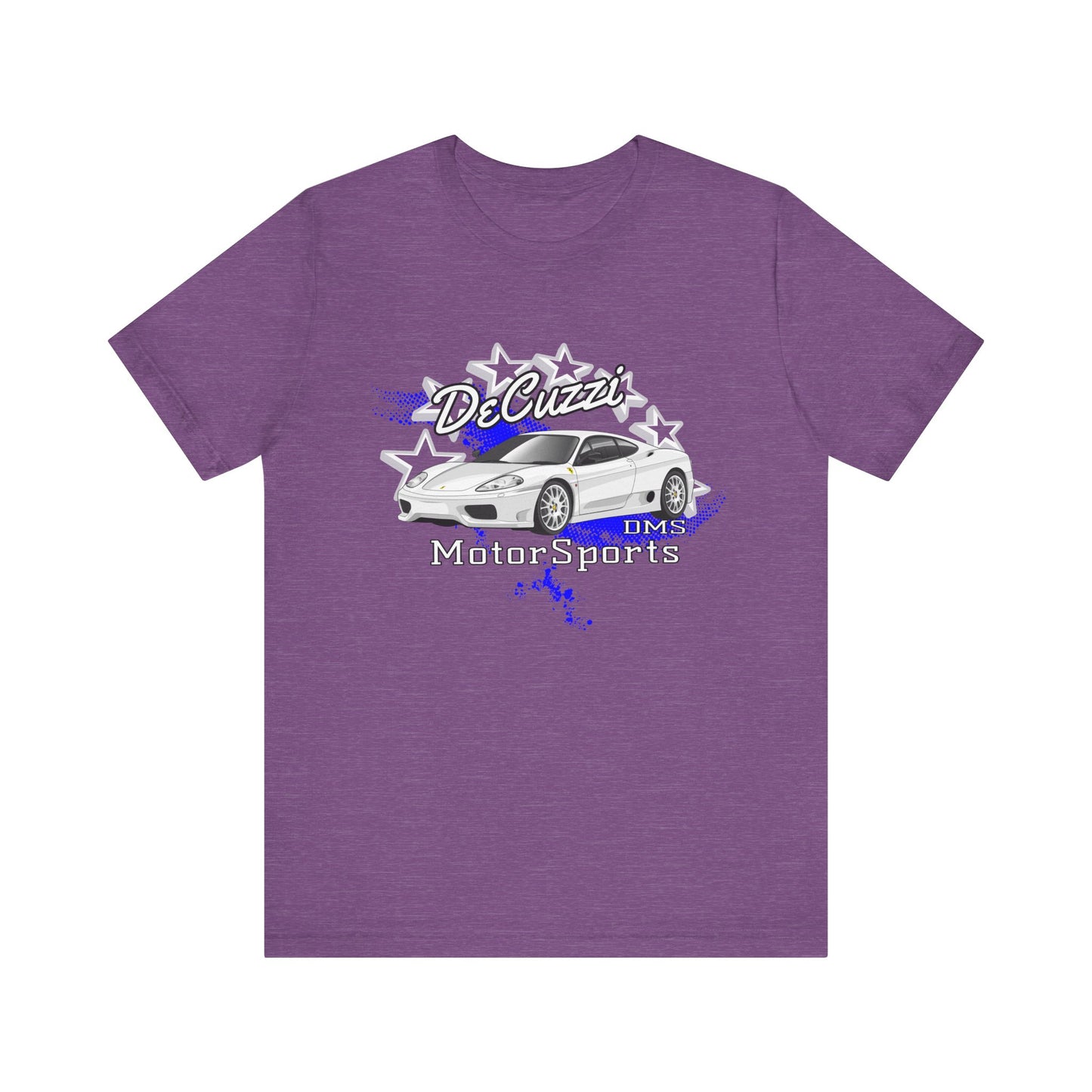 DeCuzzi MotorSports Graphic Tee - Unisex Short Sleeve Shirt - White Car
