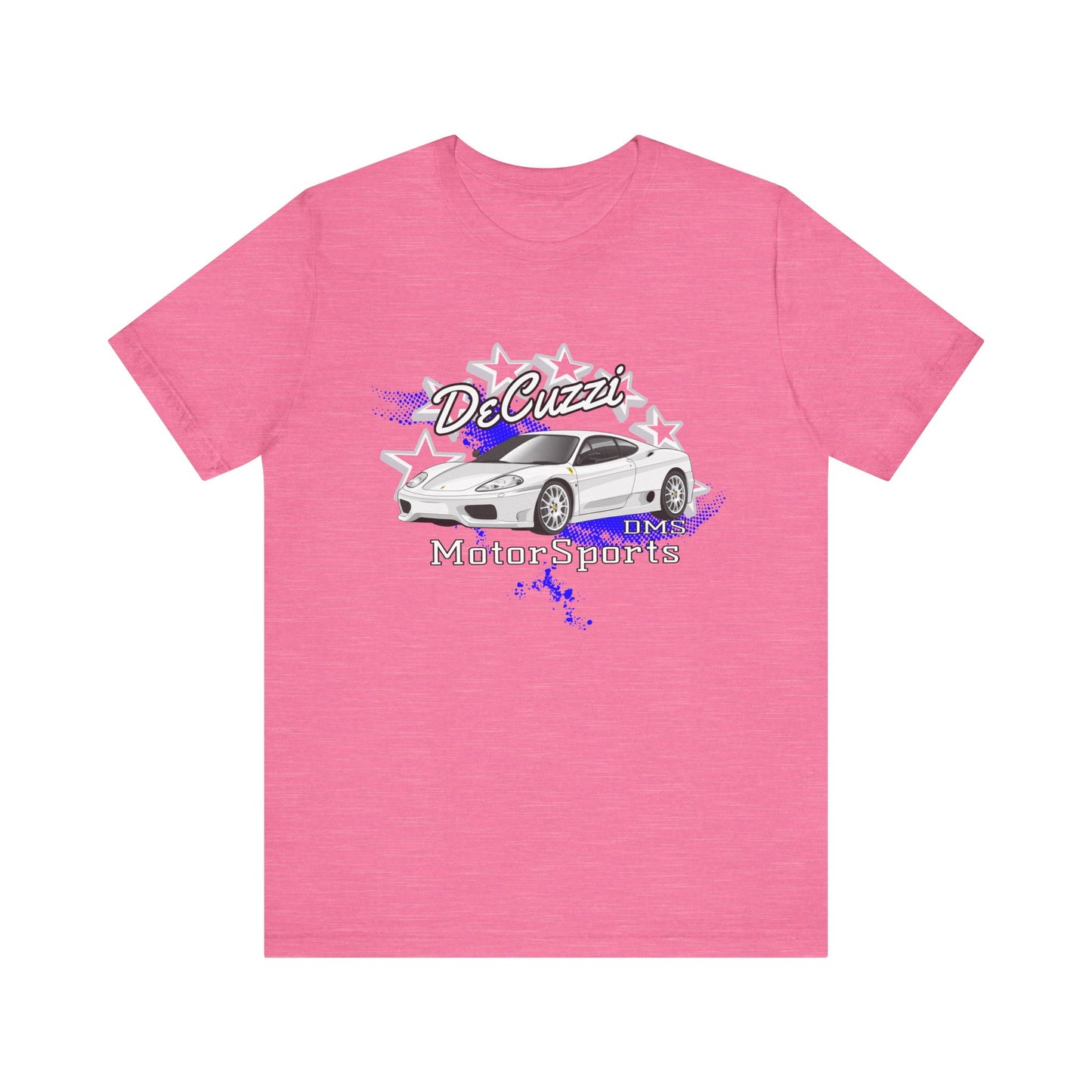 DeCuzzi MotorSports Graphic Tee - Unisex Short Sleeve Shirt - White Car
