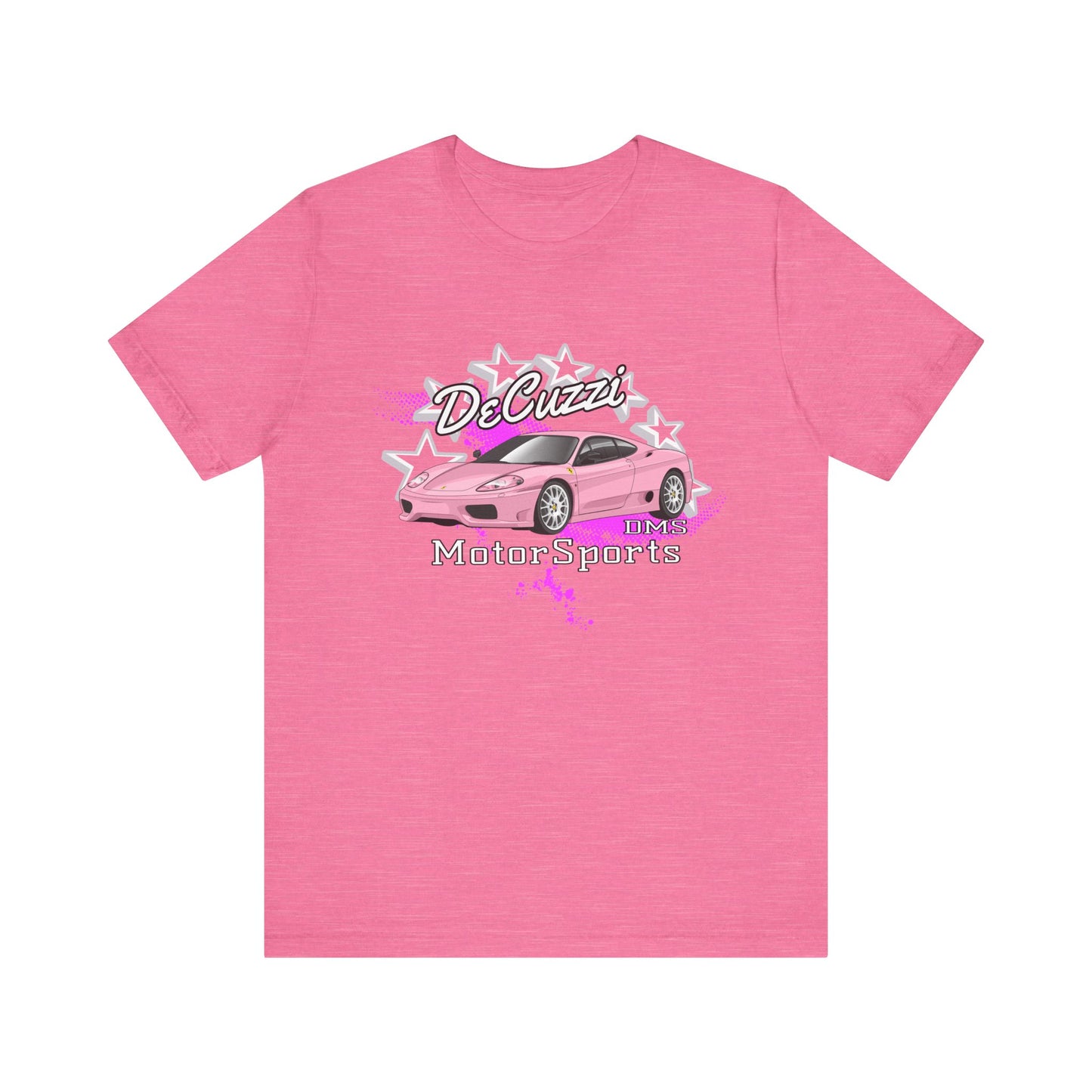 DeCuzzi MotorSports Graphic Tee - Unisex Short Sleeve Shirt - Pink Car