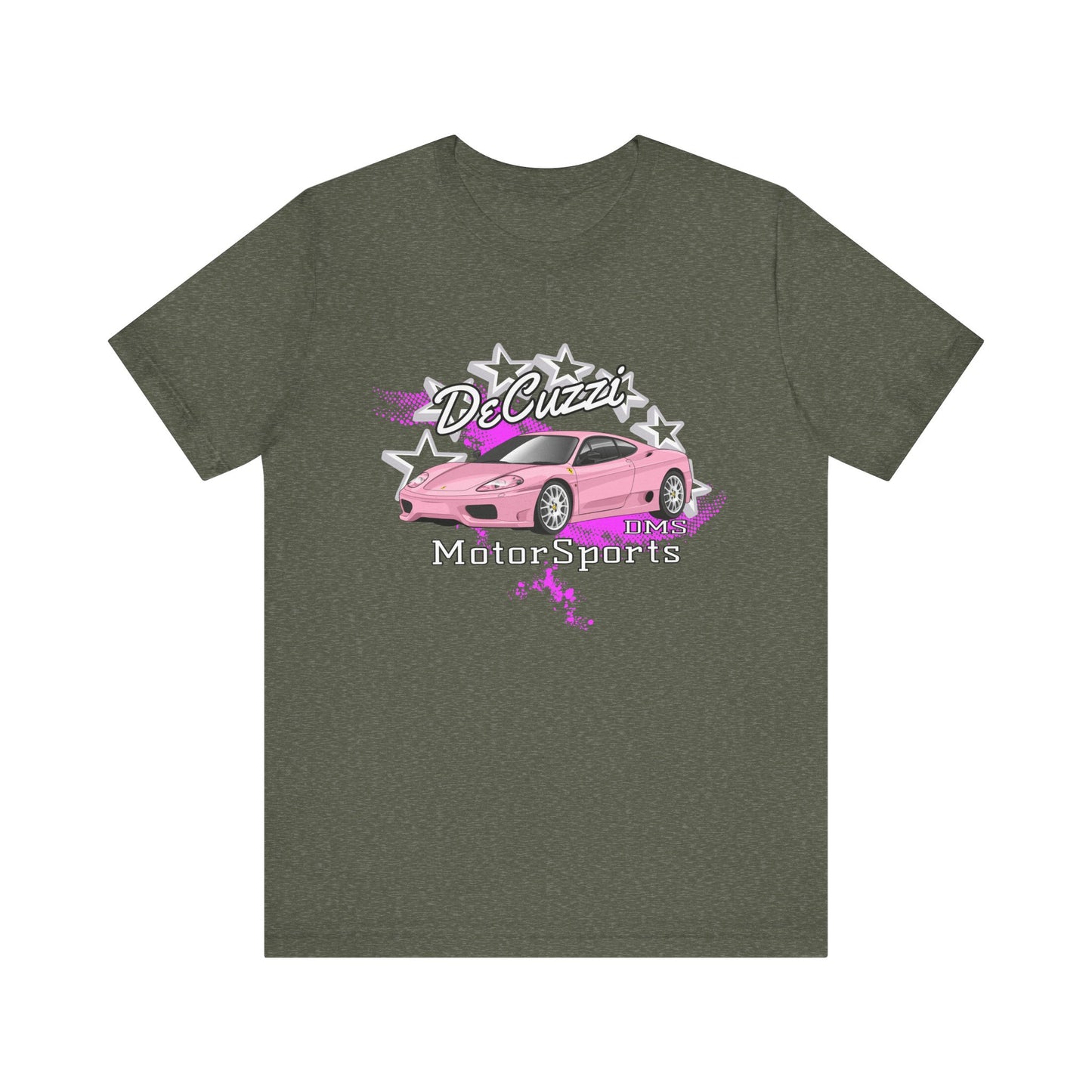 DeCuzzi MotorSports Graphic Tee - Unisex Short Sleeve Shirt - Pink Car