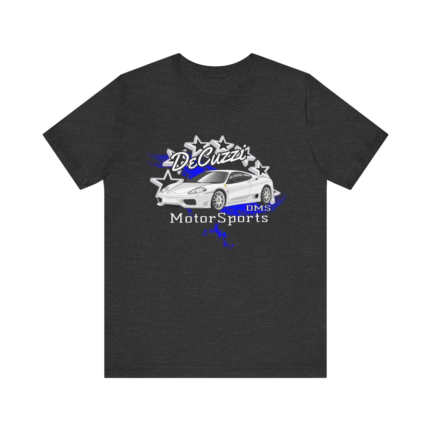 DeCuzzi MotorSports Graphic Tee - Unisex Short Sleeve Shirt - White Car