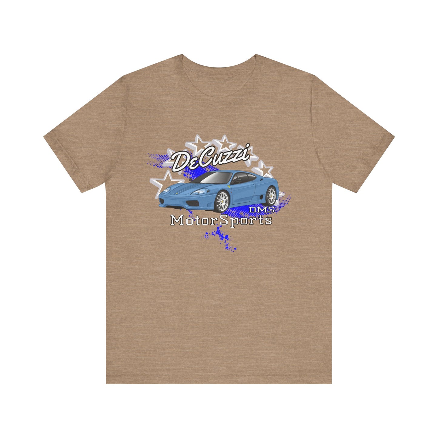 DeCuzzi MotorSports Graphic Tee - Unisex Short Sleeve Shirt - Blue Car