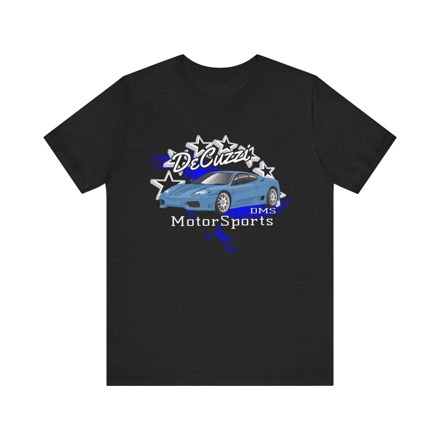 DeCuzzi MotorSports Graphic Tee - Unisex Short Sleeve Shirt - Blue Car