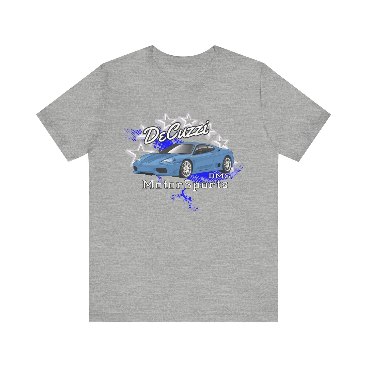 DeCuzzi MotorSports Graphic Tee - Unisex Short Sleeve Shirt - Blue Car