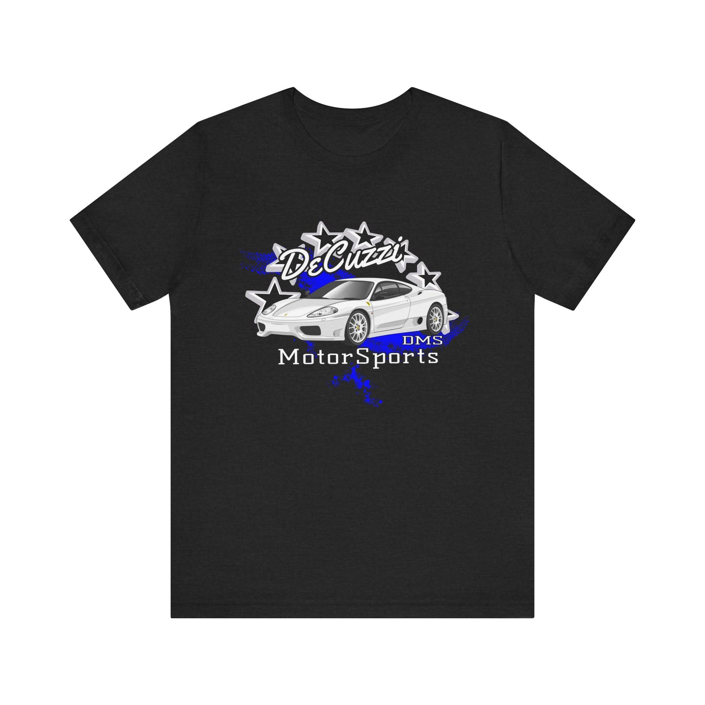 DeCuzzi MotorSports Graphic Tee - Unisex Short Sleeve Shirt - White Car