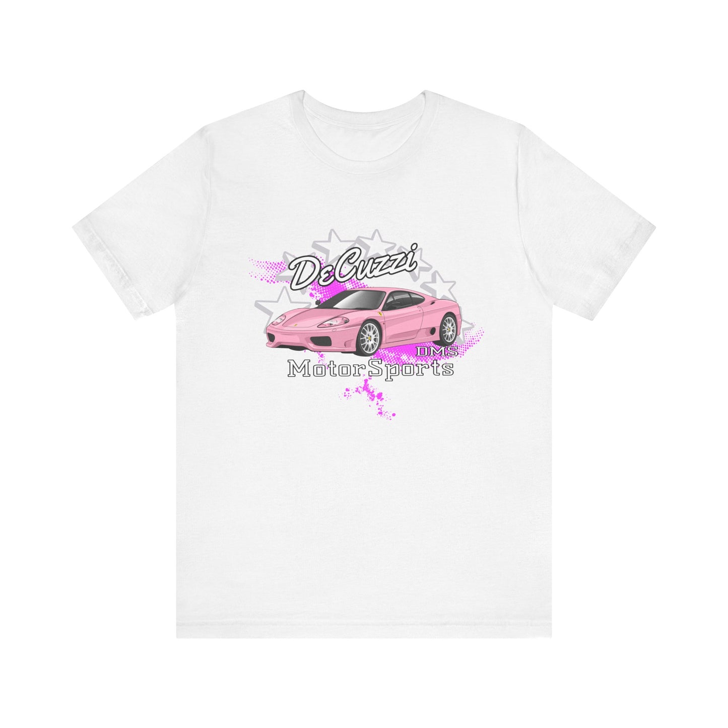 DeCuzzi MotorSports Graphic Tee - Unisex Short Sleeve Shirt - Pink Car