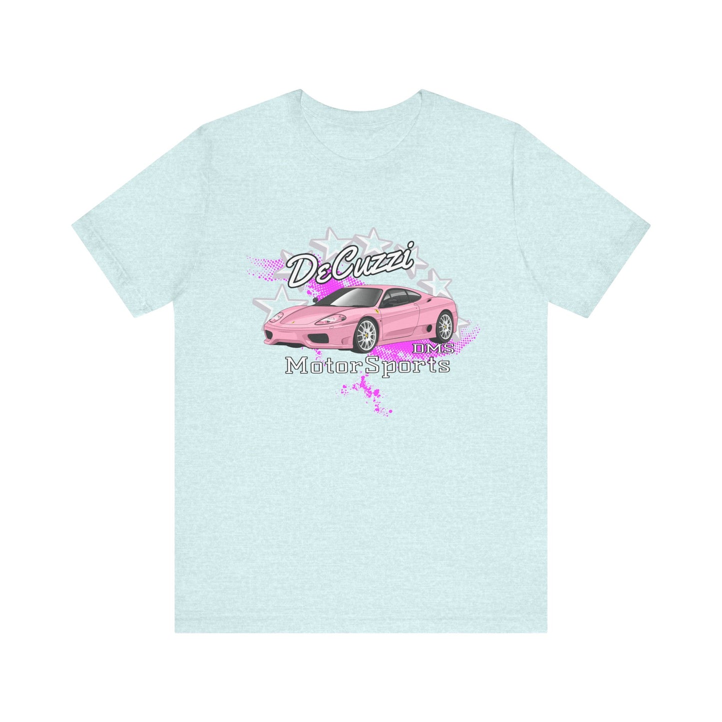 DeCuzzi MotorSports Graphic Tee - Unisex Short Sleeve Shirt - Pink Car