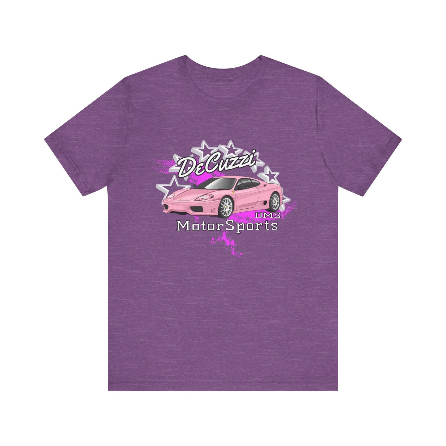 DeCuzzi MotorSports Graphic Tee - Unisex Short Sleeve Shirt - Pink Car