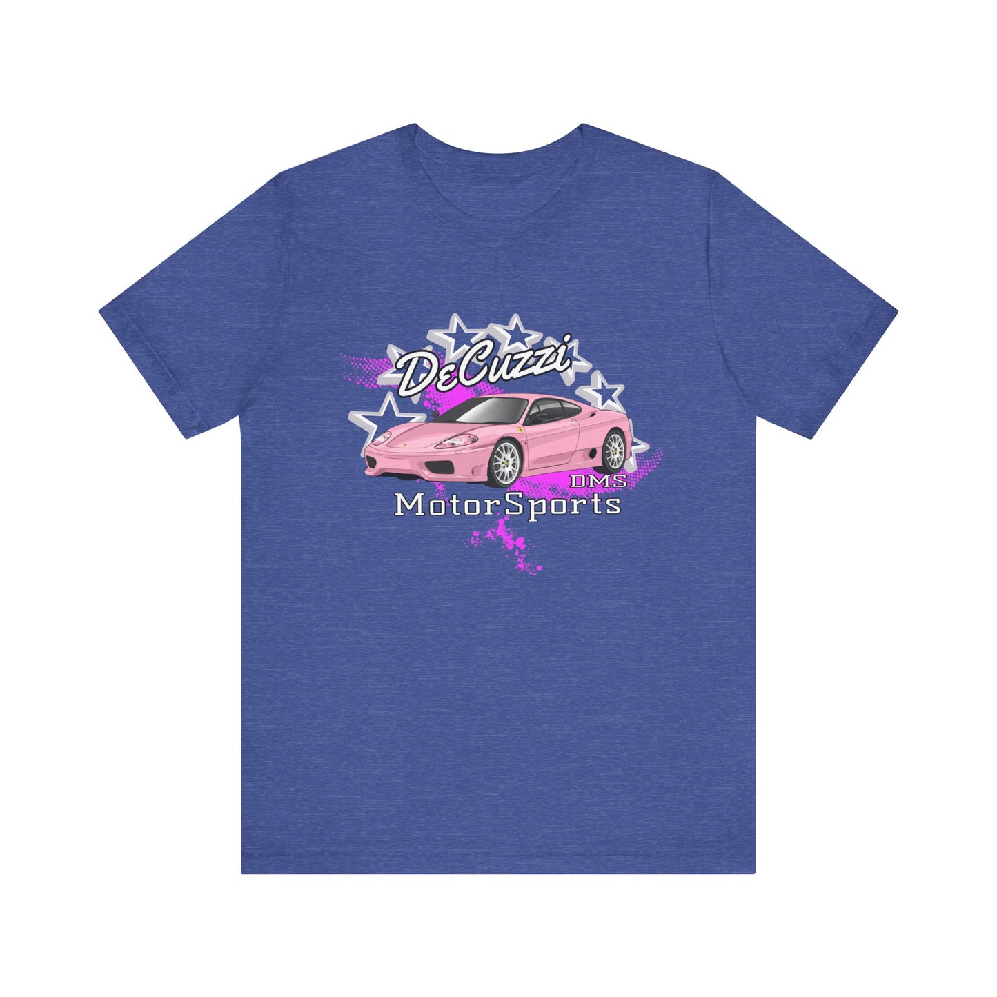 DeCuzzi MotorSports Graphic Tee - Unisex Short Sleeve Shirt - Pink Car