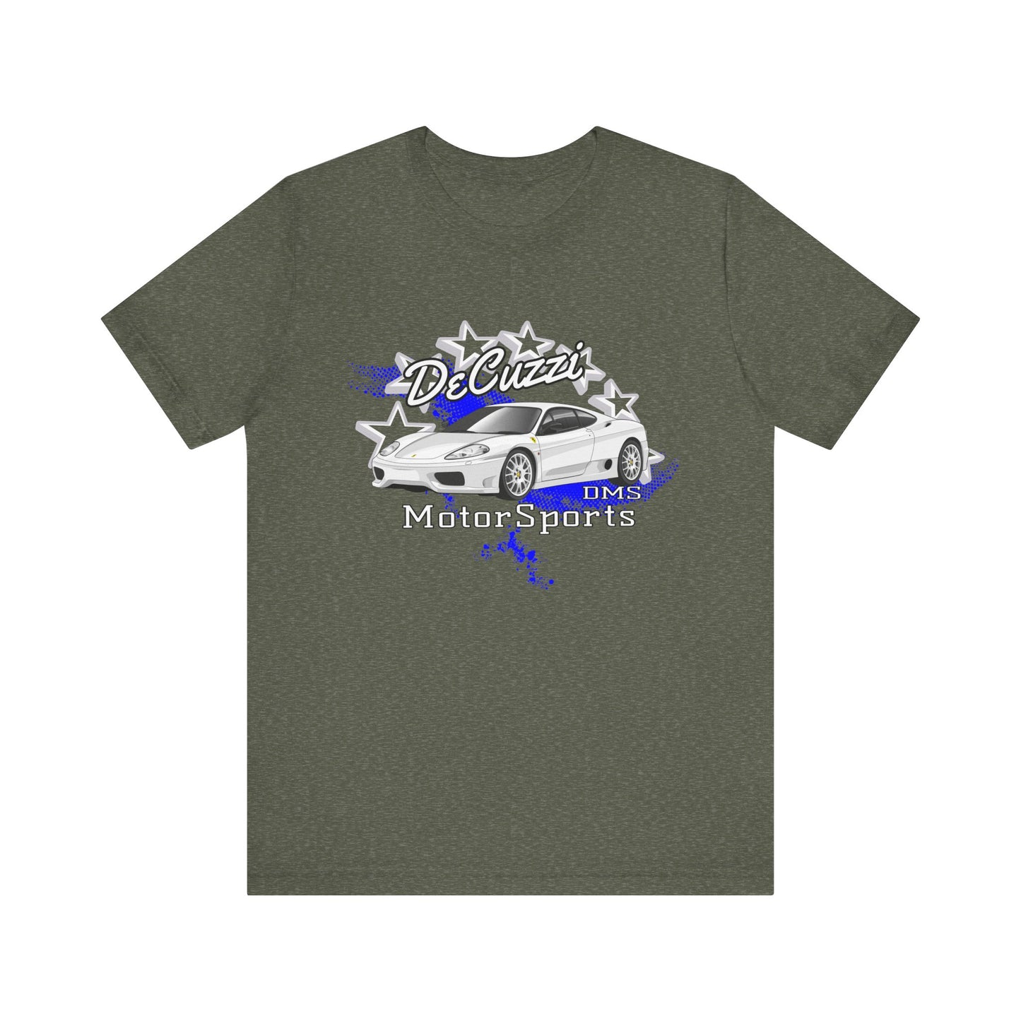 DeCuzzi MotorSports Graphic Tee - Unisex Short Sleeve Shirt - White Car