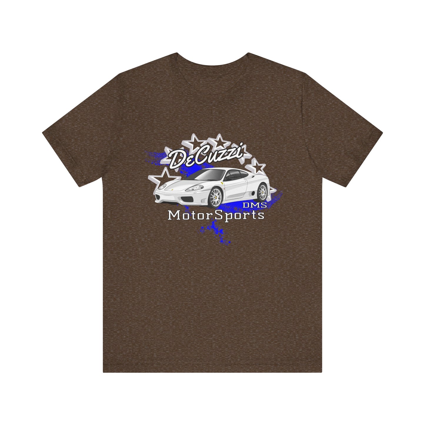 DeCuzzi MotorSports Graphic Tee - Unisex Short Sleeve Shirt - White Car