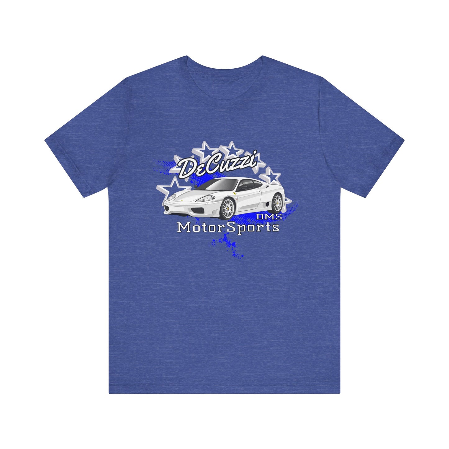 DeCuzzi MotorSports Graphic Tee - Unisex Short Sleeve Shirt - White Car