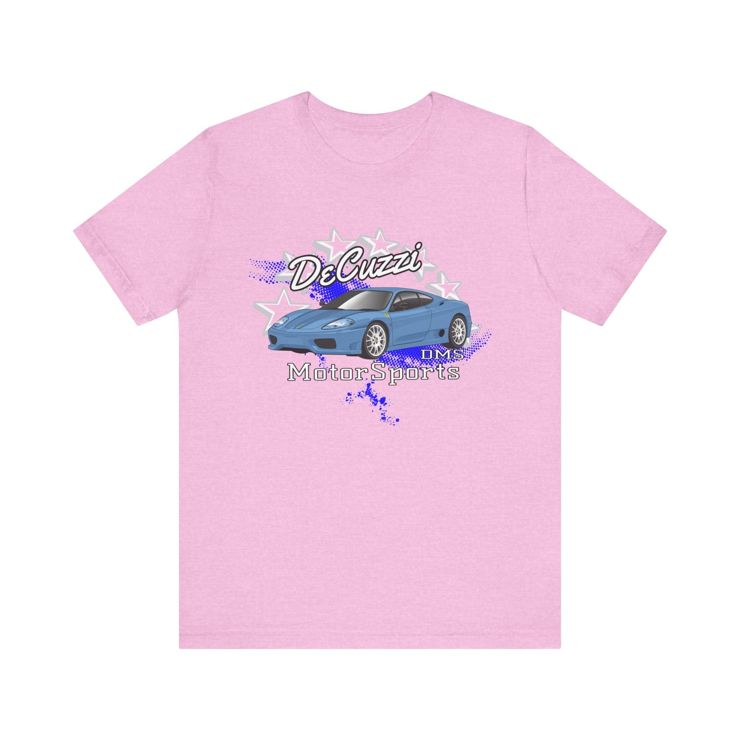 DeCuzzi MotorSports Graphic Tee - Unisex Short Sleeve Shirt - Blue Car