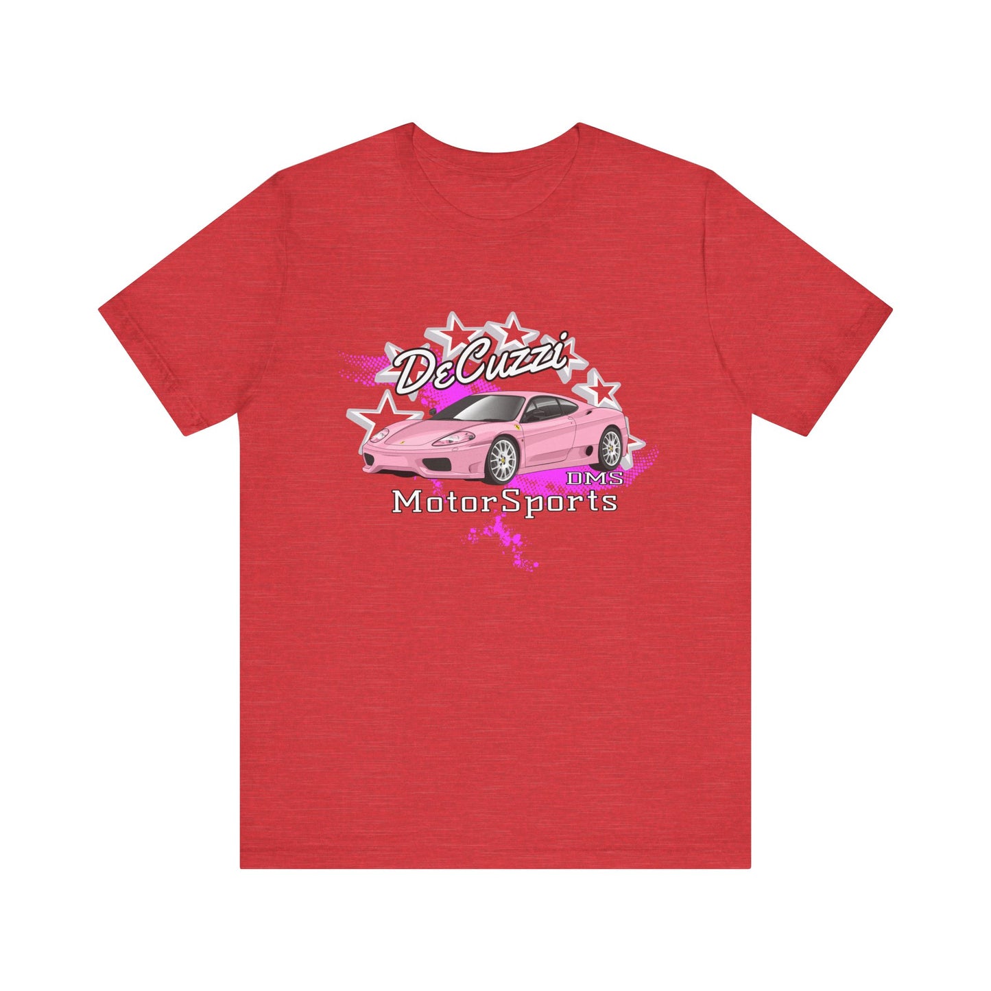 DeCuzzi MotorSports Graphic Tee - Unisex Short Sleeve Shirt - Pink Car