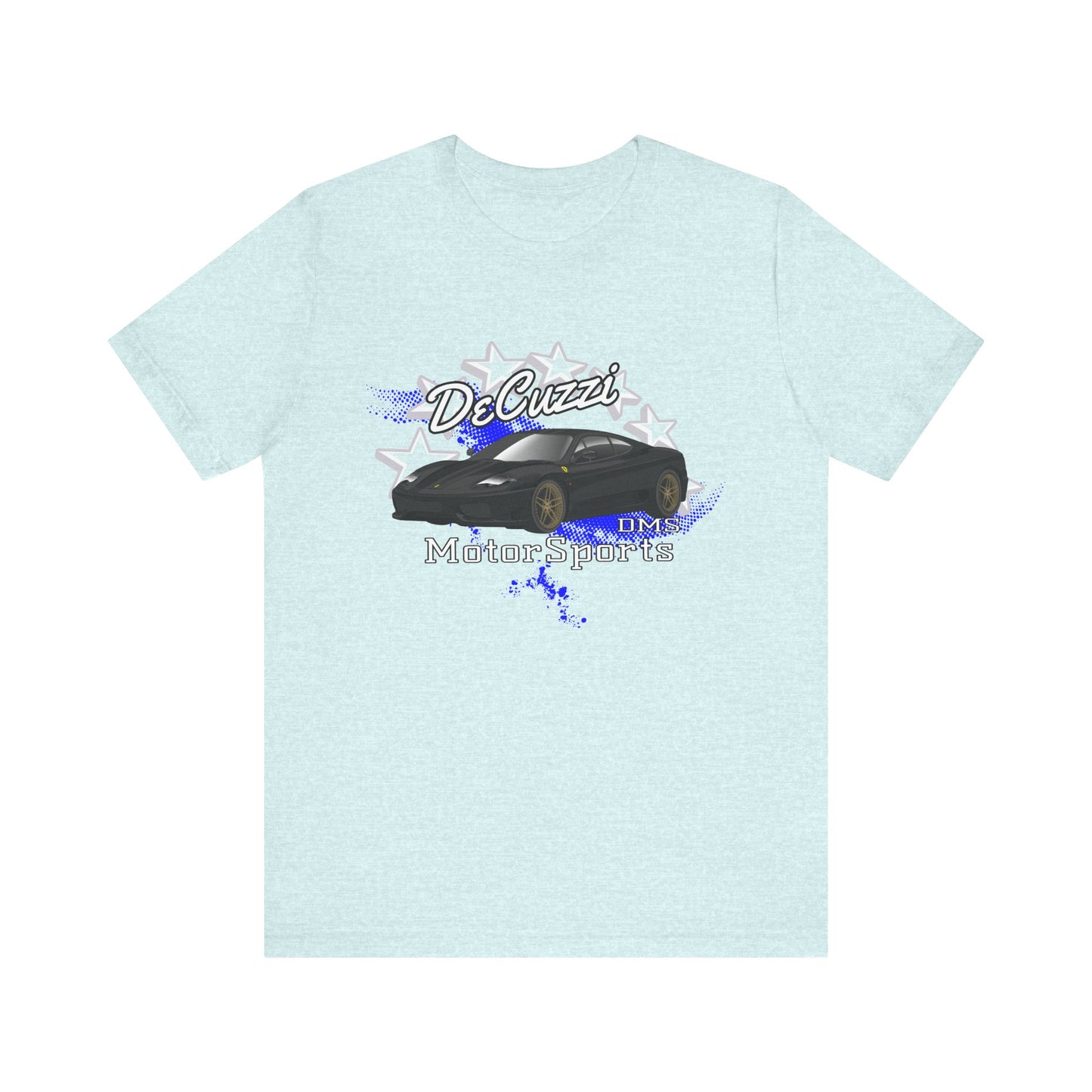 DeCuzzi MotorSports Graphic Tee - Unisex Short Sleeve Shirt - Black Car Bronze Wheels