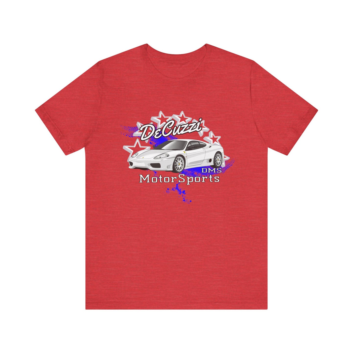 DeCuzzi MotorSports Graphic Tee - Unisex Short Sleeve Shirt - White Car
