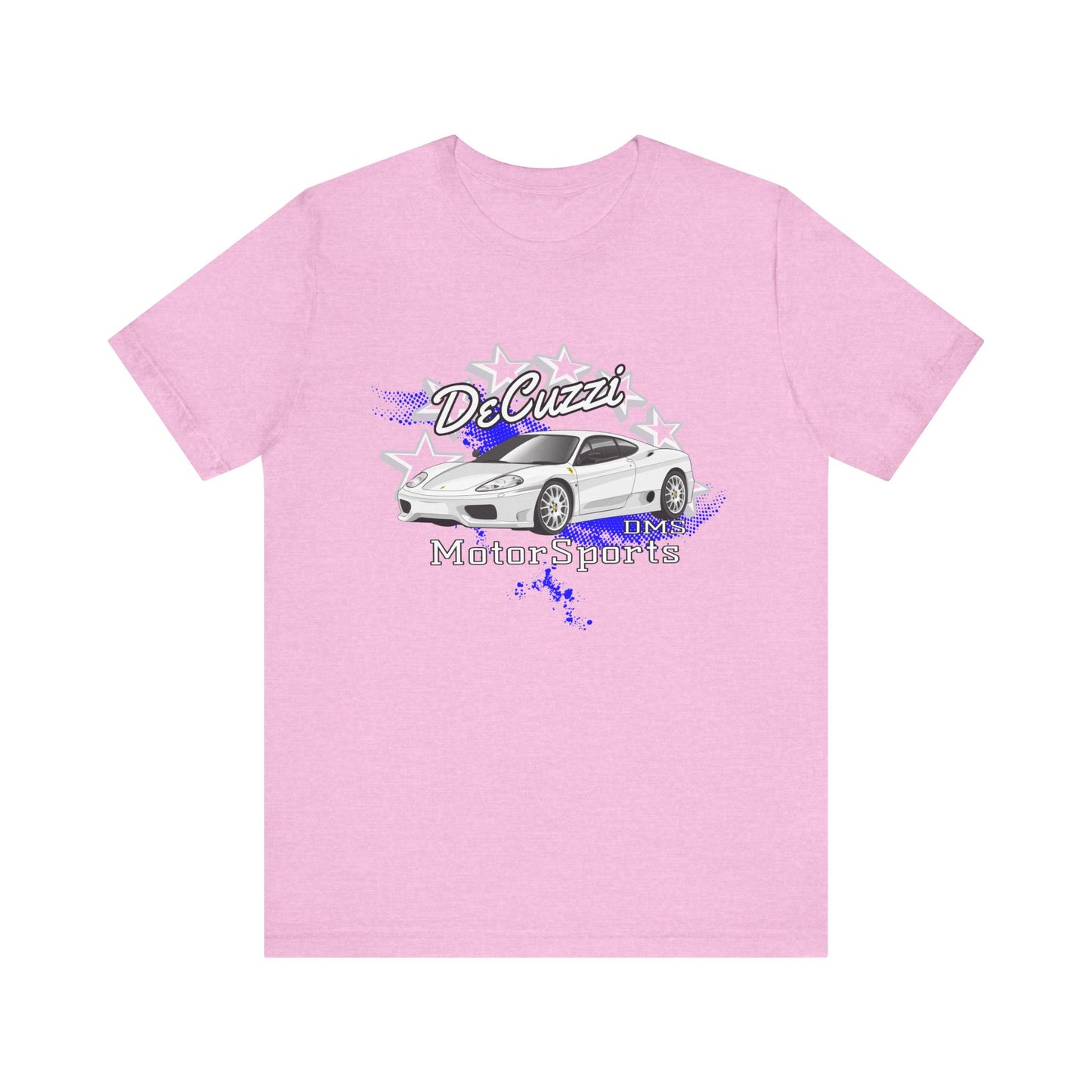 DeCuzzi MotorSports Graphic Tee - Unisex Short Sleeve Shirt - White Car