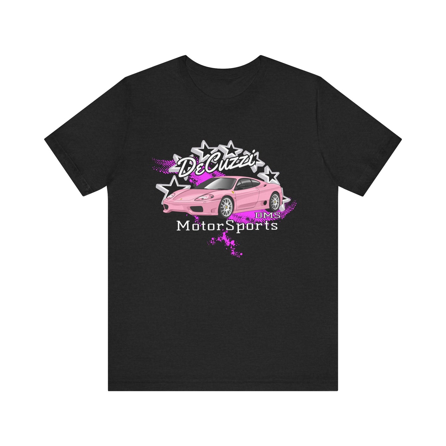 DeCuzzi MotorSports Graphic Tee - Unisex Short Sleeve Shirt - Pink Car