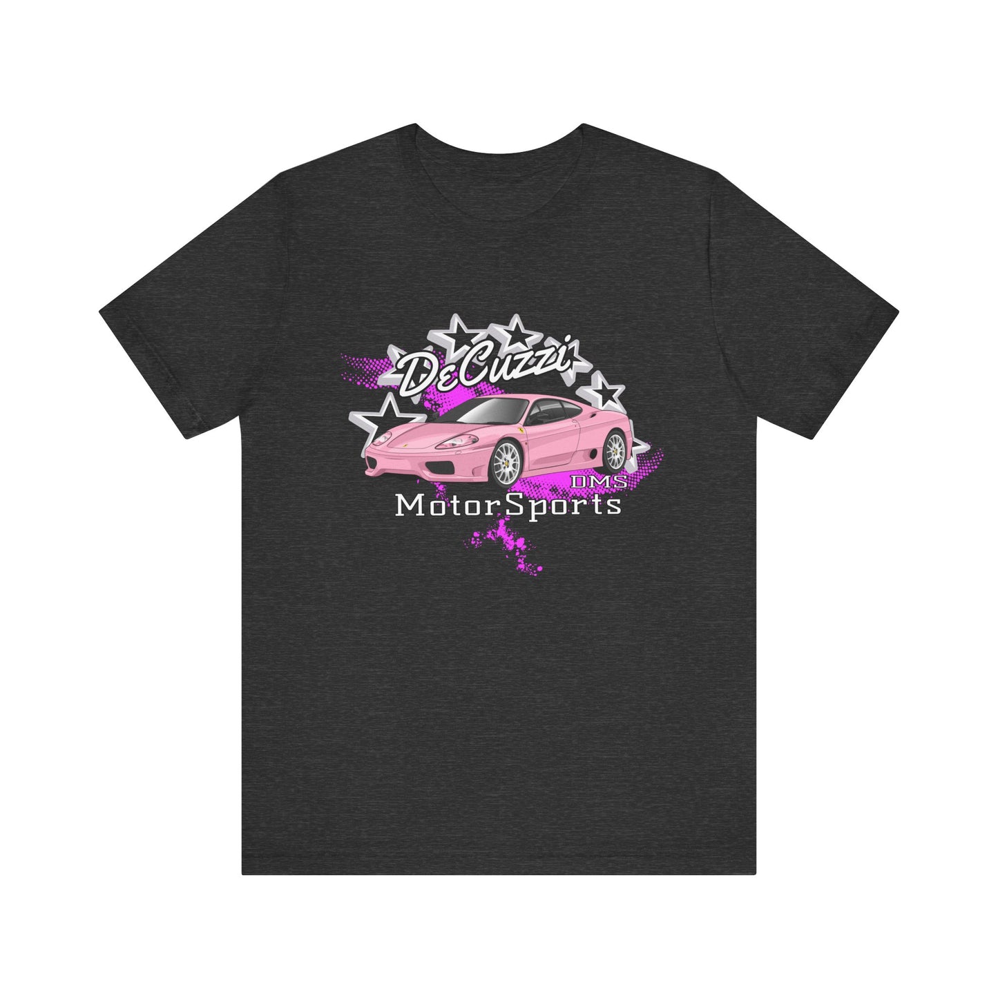 DeCuzzi MotorSports Graphic Tee - Unisex Short Sleeve Shirt - Pink Car