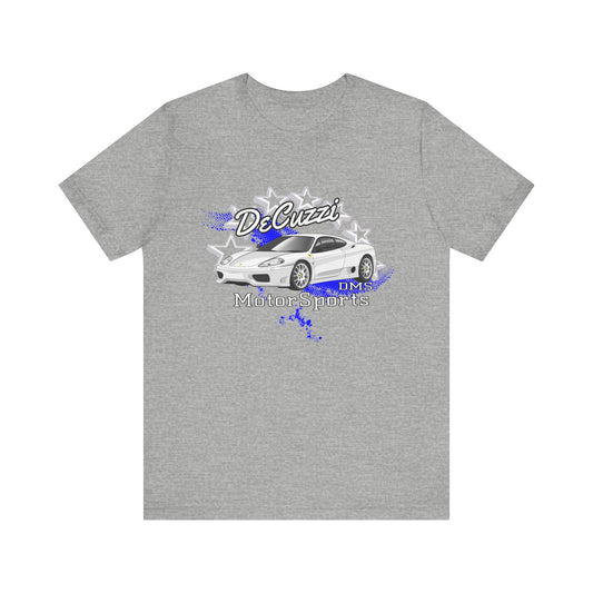 DeCuzzi MotorSports Graphic Tee - Unisex Short Sleeve Shirt - White Car