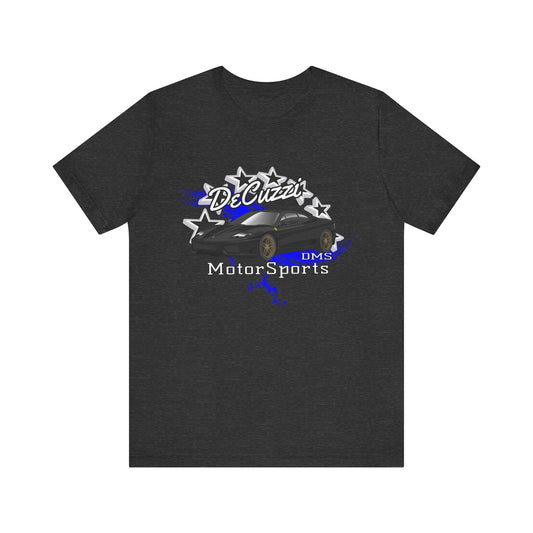 DeCuzzi MotorSports Graphic Tee - Unisex Short Sleeve Shirt - Black Car Bronze Wheels