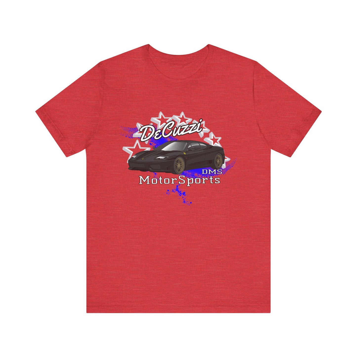 DeCuzzi MotorSports Graphic Tee - Unisex Short Sleeve Shirt - Black Car Bronze Wheels